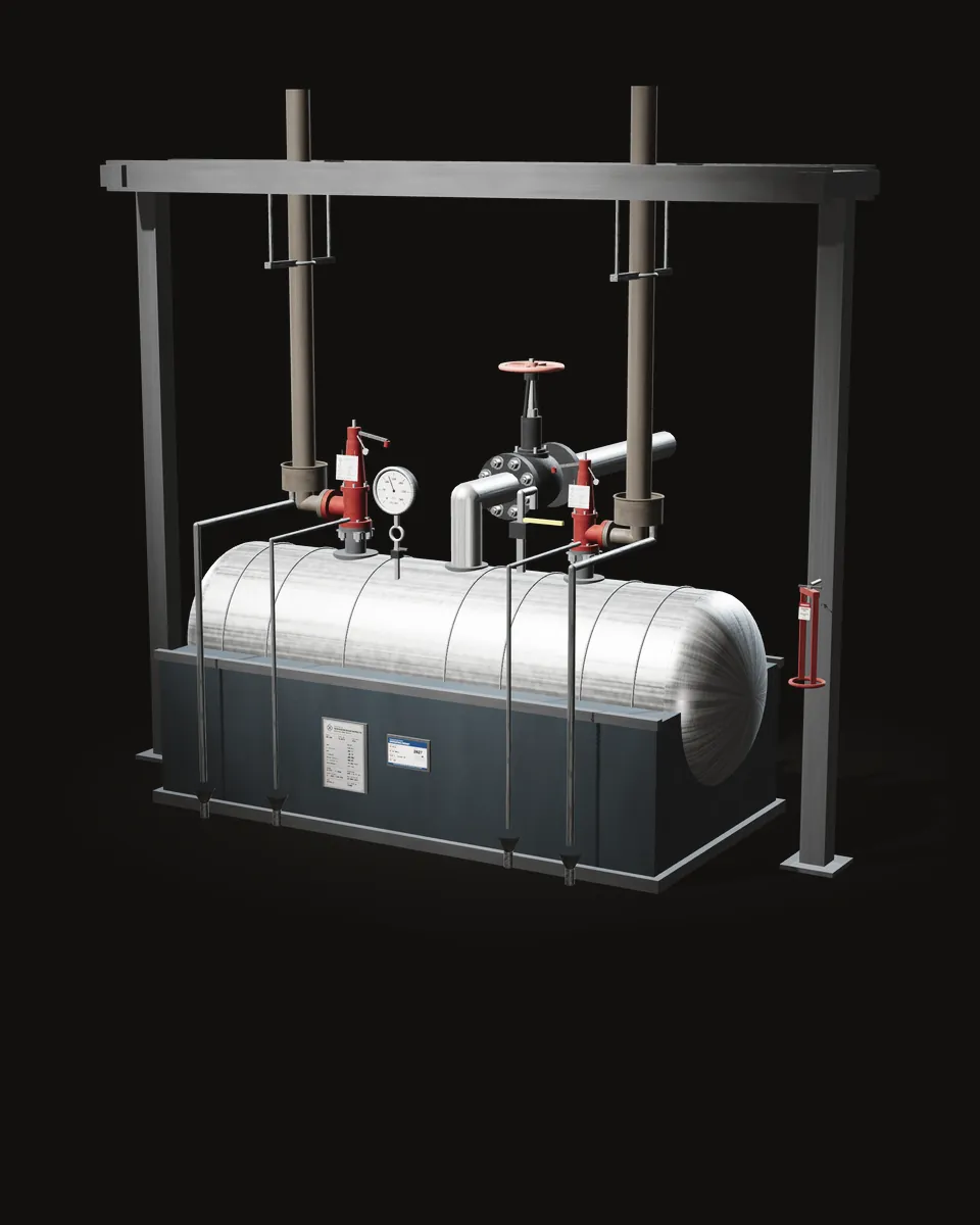 Spring loaded safety valve on a steam drum