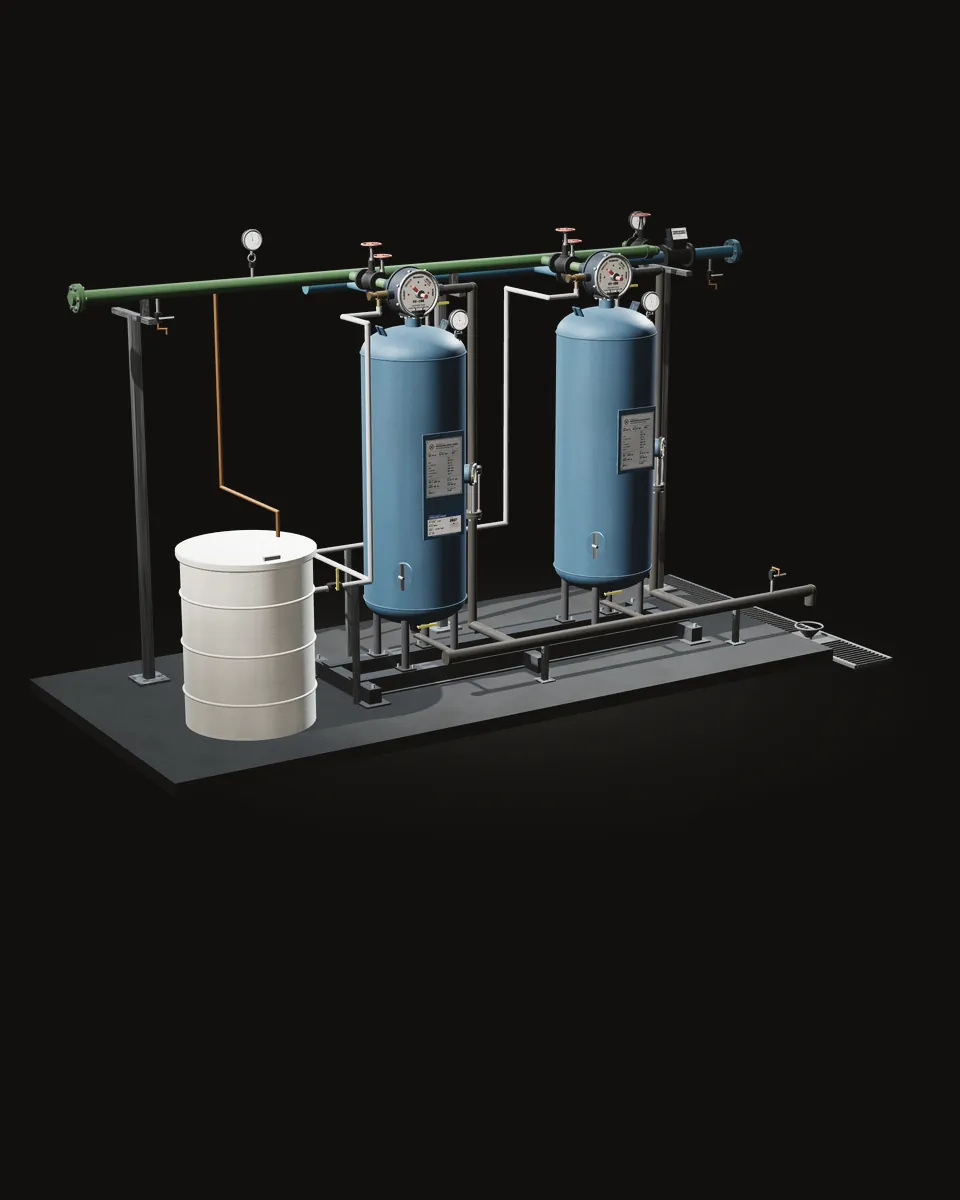 Twin-tank sodium zeolite water softener with brine tank